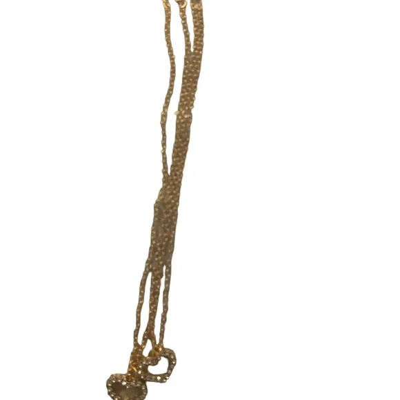 Gold double  layered rhinestone heart necklace - Picture 2 of 3